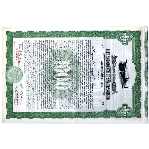 CA. City and County of San Francisco 1949 Specimen Airport Bond