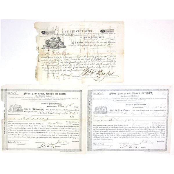 PA. Commonwealth of Pennsylvania, 1844-1850 I/C Bond Trio
