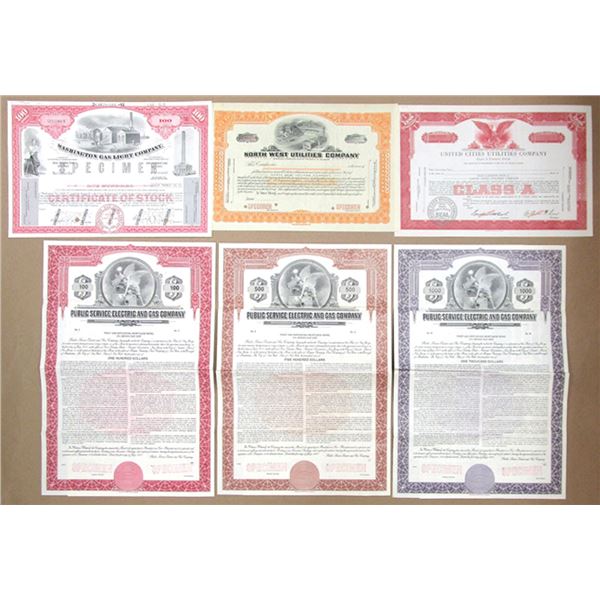 Oil & Gas Utility Collection of Specimen Stocks and Bonds, 1932 to 1981