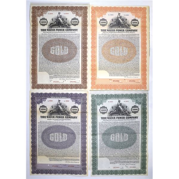 NC. Tide Water Power Co., 1922 to 1926, Specimen Bond Quartet.