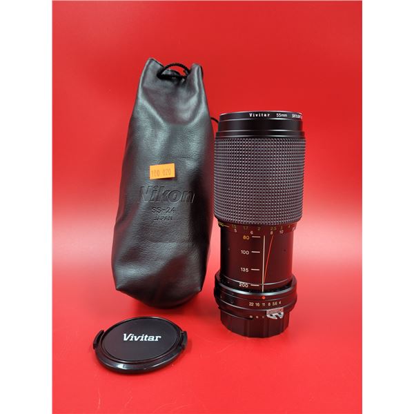 Vivitar 80-200mm 1:4,0 Macro Focusing Zoom Camera Lens w/ Nikon Case