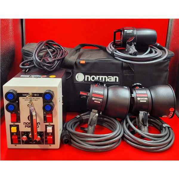 Norman Photography P24/24 Flash Power Supply & LH2400 Lamp Heads w/ Norman Bag