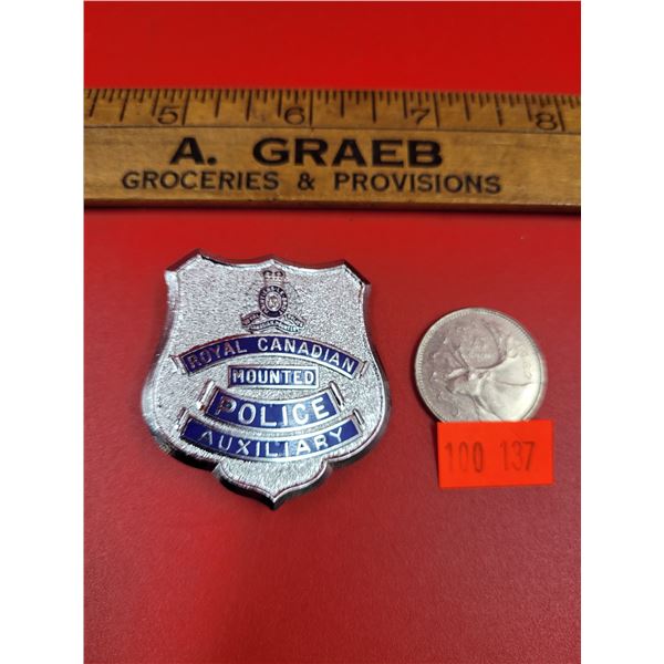 RCMP Auxiliary Police Cap Badge