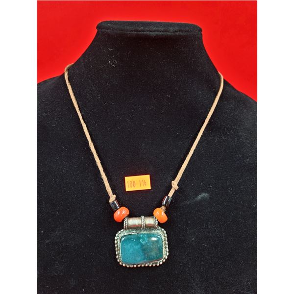 Handmade Necklace w/ Silver Stone Pendant
