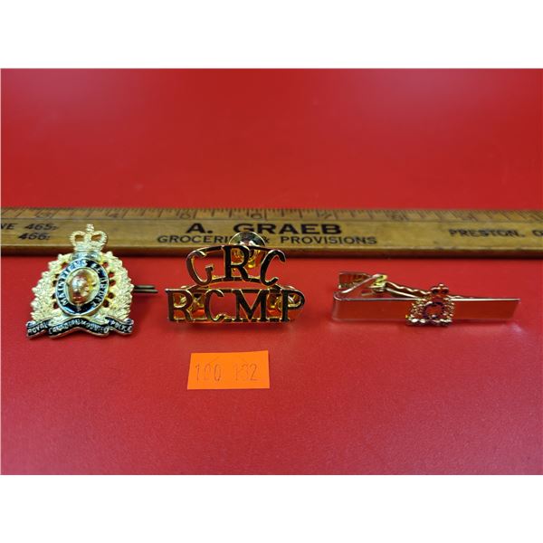 RCMP Pin, RCMP Tie Clip, & RCMP Cap Badge