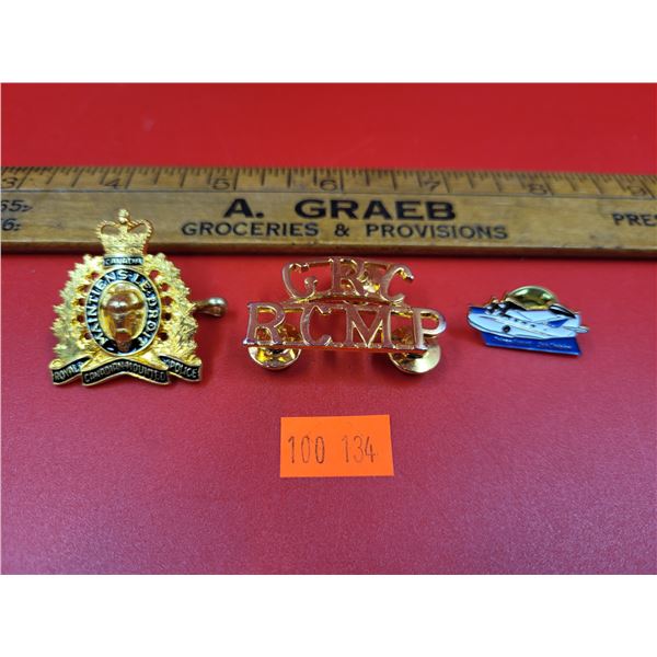 RCMP Cap Badge, RCMP Pin, & Airplane Pin