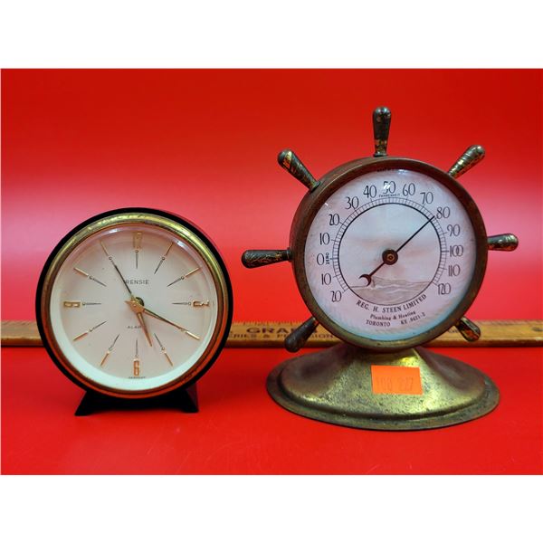 VTG Rensie Alarm Clock Germany & Reg. H. Steen Limited Nautical Thermometer