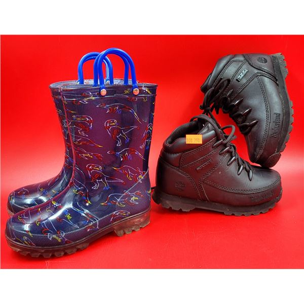 Children's Shoe Lot w/ Timberland Euro Sprint Boot & Dinosaur Rainboots