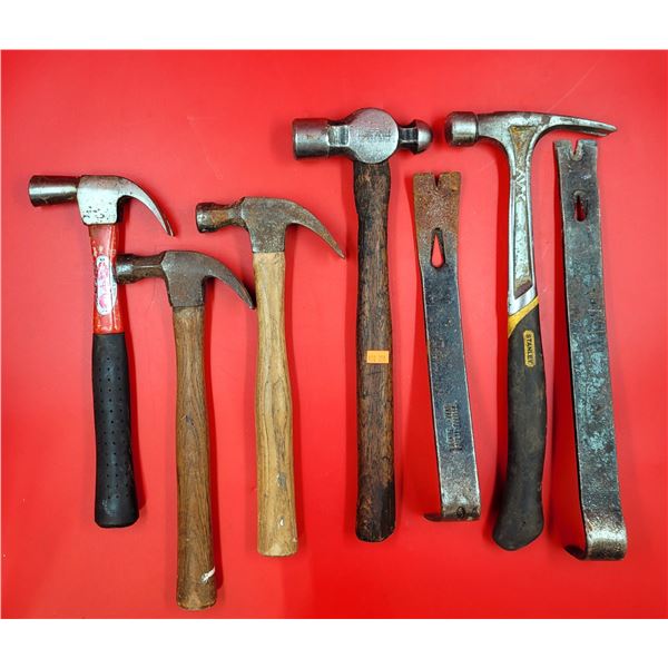 Assorted Hammer & Prybar Lot w/ Blue-Point Ball Peen Hammer