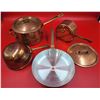 Image 1 : Lot of Copper Pots, Pan, & Strainer