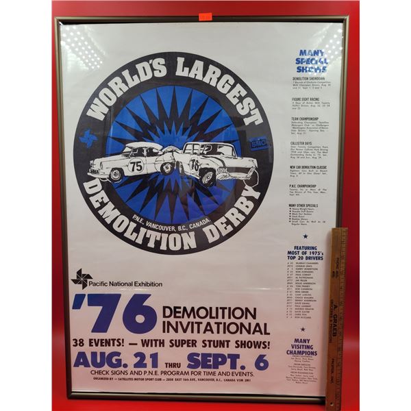 Framed World's Largest Demolition Derby '76 Demolition Poster