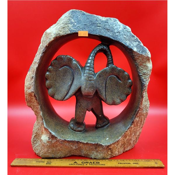 Carved Stone Elephant Sculpture
