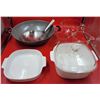 Image 1 : Kitchen Lot w/ Pyrex Measuring Cup, Lidded Casserole Dish, & More