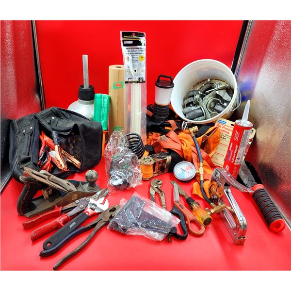 Lot Of Misc. Tools Including Wrenches, Pliers, Plane & Cables