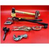 Image 1 : Assorted Tool Lot w/ Vise Grip Pliers, Ridgid Tubing Cutter, Flooring Mallet, & More