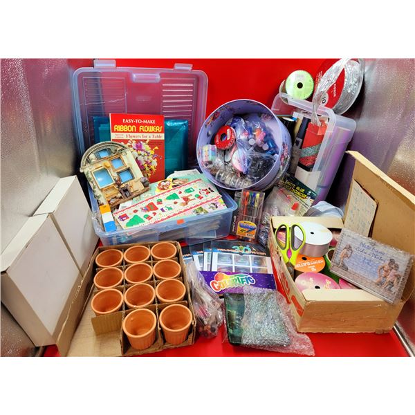 Large Lot Of Arts & Crafts Including Stickers, Ribbon & Scissors