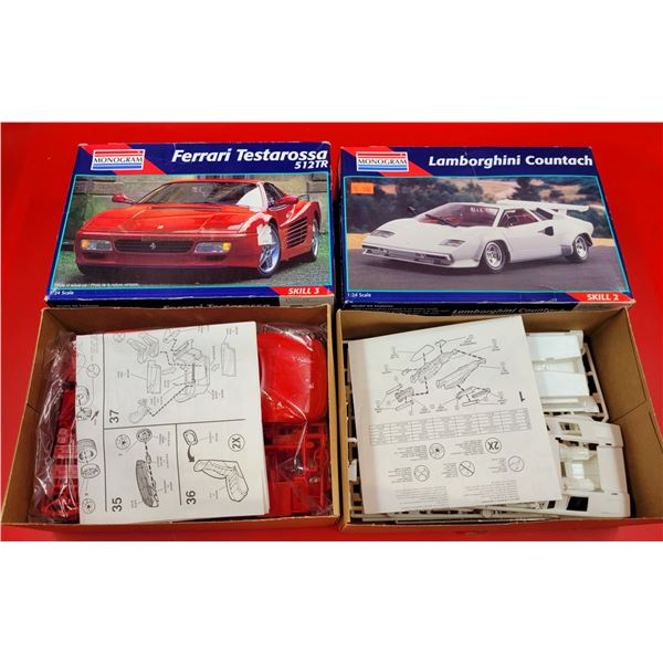 Unbuilt Ferrari Testarossa 512TR & Lamborghini Countach Model Kits