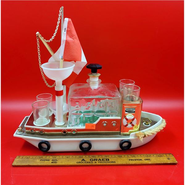 VTG Musical Tugboat Ship Decanter Set