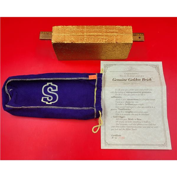 Genuine Golden Brick Gold Color Painted Brick Prop w/ Certificate & Bag