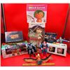 Image 1 : Hello Kitty Chia Pet, Superman/Batman Figurines, Porcelain Doll & Toy Lot