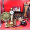 Image 1 : Misc. VTG Lot Including Brass Plate, Scale, & Canon Décor