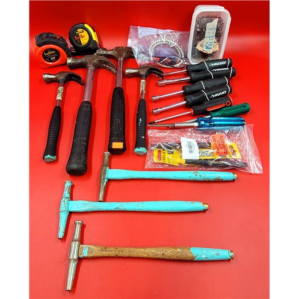 Hammers, Screw Drivers, Measuring Tapes & Tool Lot