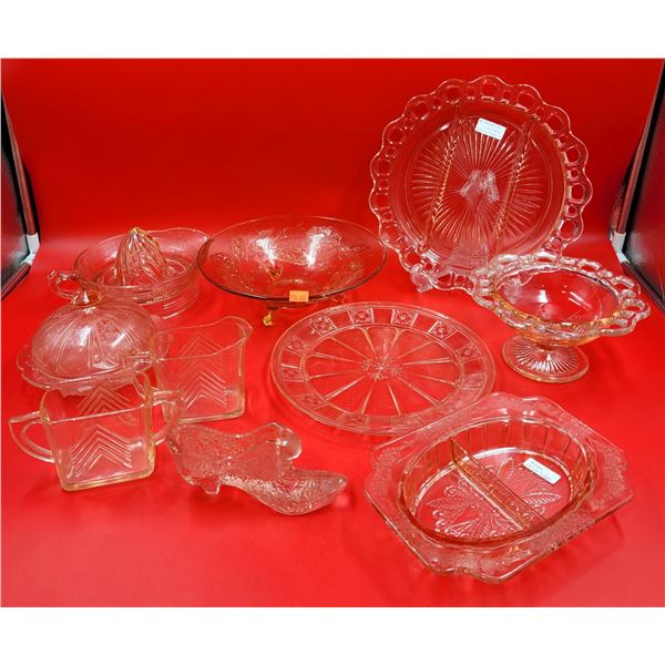 Large Lot Of Depression Glassware