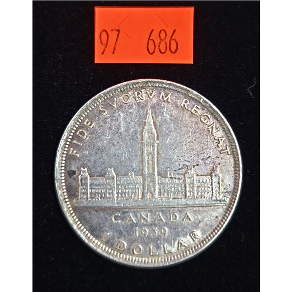 1939 Canadian Silver Dollar Coin