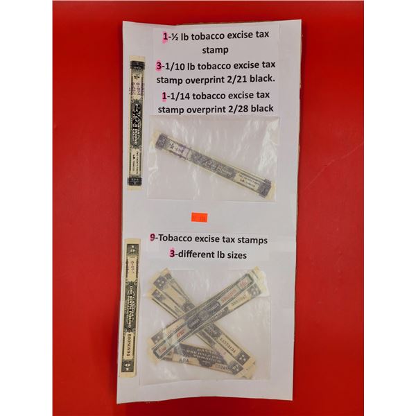 VTG Tobacco Excise Tax Stamps (Various Sizes Named In Photo)