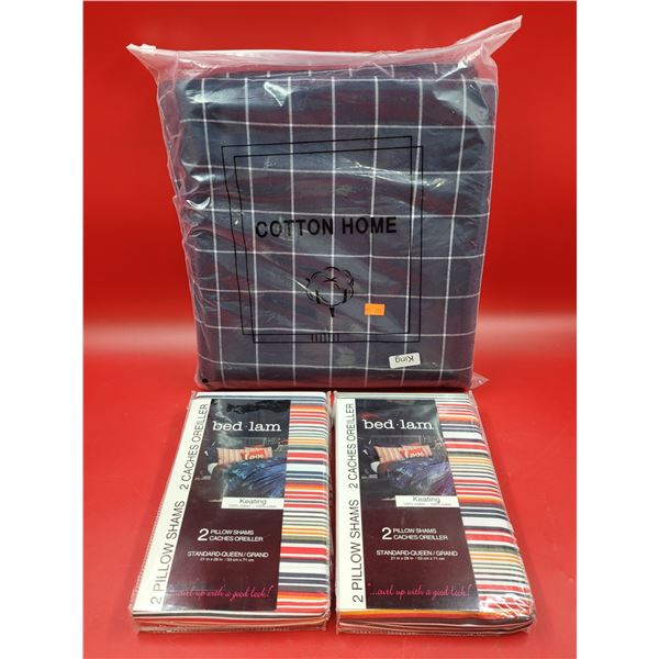 Cotton Home Duvet Cover & 2 Bed Lam Pillow Cases (x2)
