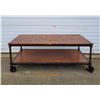 Image 1 : Industrial Wooden Coffee Table On Wheels