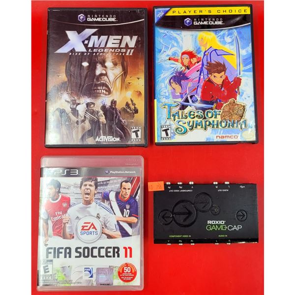 Nintendo GameCube & PS3 Video Game Lot w/ X-Men Legends, Tales of Symphonia, & Roxio Game Cap Device