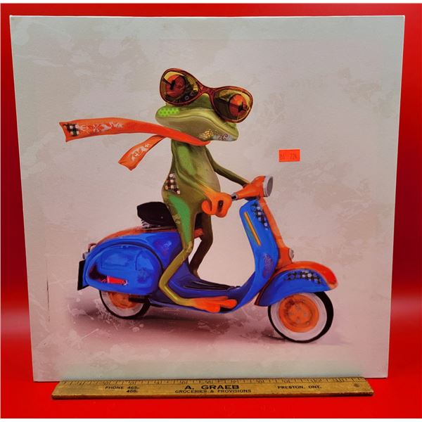Frog On Scooter Canvas Print