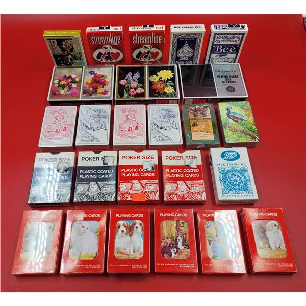 Assorted Playing Card Lot w/ Animals, Flowers, & More