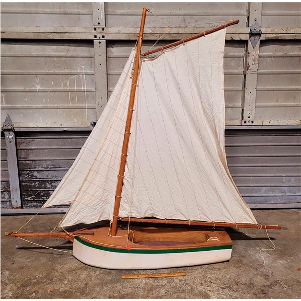 Large Handcrafted Wooden Sailboat