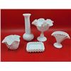 Image 1 : Lot of Hobnail Milk Glass w/ Fenton Nut Compote Bowl