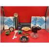 Image 1 : VTG Collectibles Lot w/ Carnival Glass Shell Dish, Ashtrays, Staedtler Drafting Set, & More