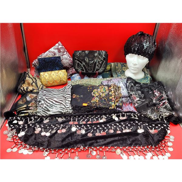 Lot Of Scarves & Beaded Pouches