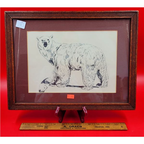 Oak Framed Polar Bear Sketch