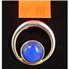 Image 1 : 1" Diam. Sterling & Lapis Pendant