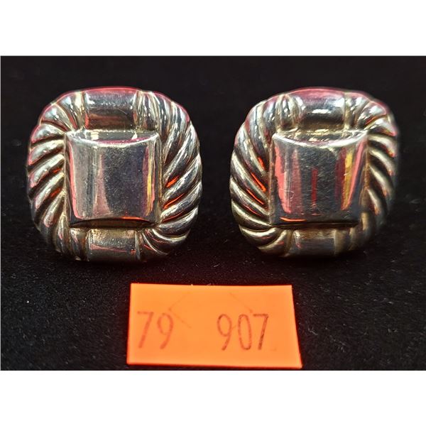 Pair of 1" Square Sterling Earrings