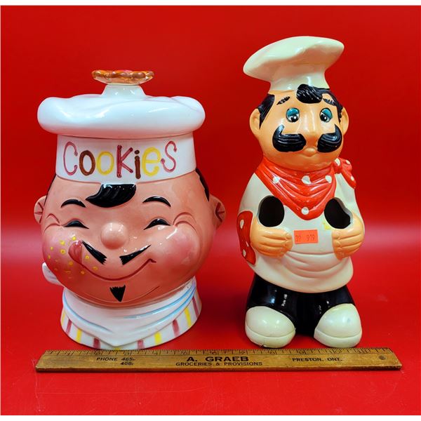 VTG Chef Utensil Holder & Hand-Painted Cookie Jar
