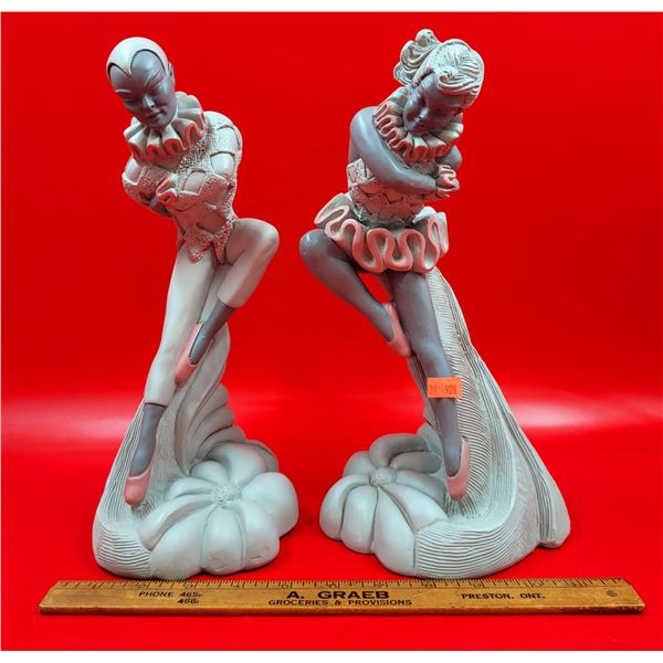 Pair of MCM Chalkware Dancer Figurines