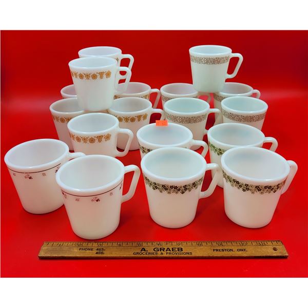Lot of Assorted Pyrex Coffee Mugs (Spring Blossom, Burgundy Rose, etc.)