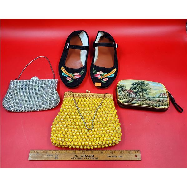 Beaded Purses, Needle-Point Pouch & Flats