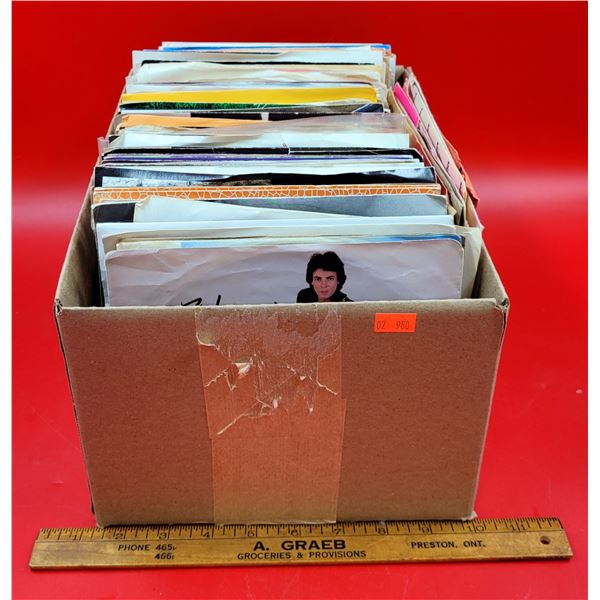 Box of Assorted 45 RPM Vinyl Records