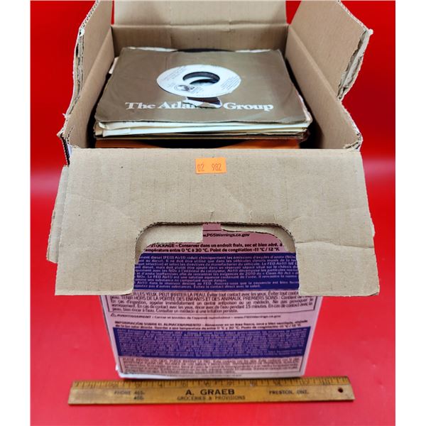 Box of Assorted 45 RPM Vinyl Records