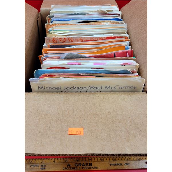 Box of Assorted 45 RPM Vinyl Records