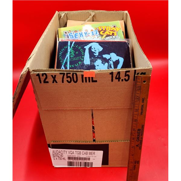 Box of Assorted 45 RPM Vinyl Records