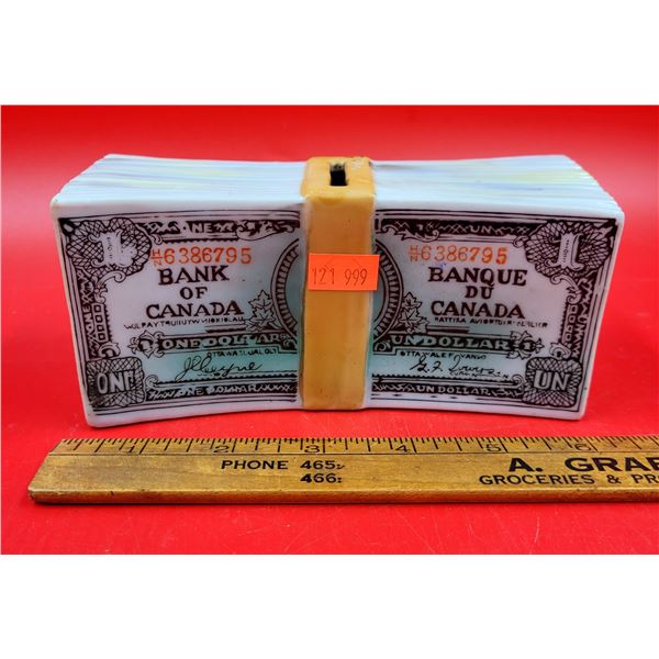 Hand-Decorated Bank of Canada Bills Coin Bank